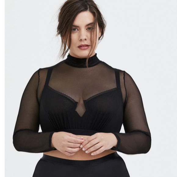 torrid Other - TORRID BLACK MESH LONG SLEEVE MOCK NECK CROP